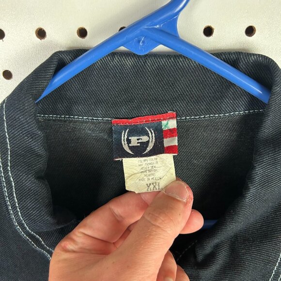 Phat Farm Denim Jean Jacket XL Dark Wash Y2K Streetwear Skater Grunge READ 90s - Picture 6 of 8